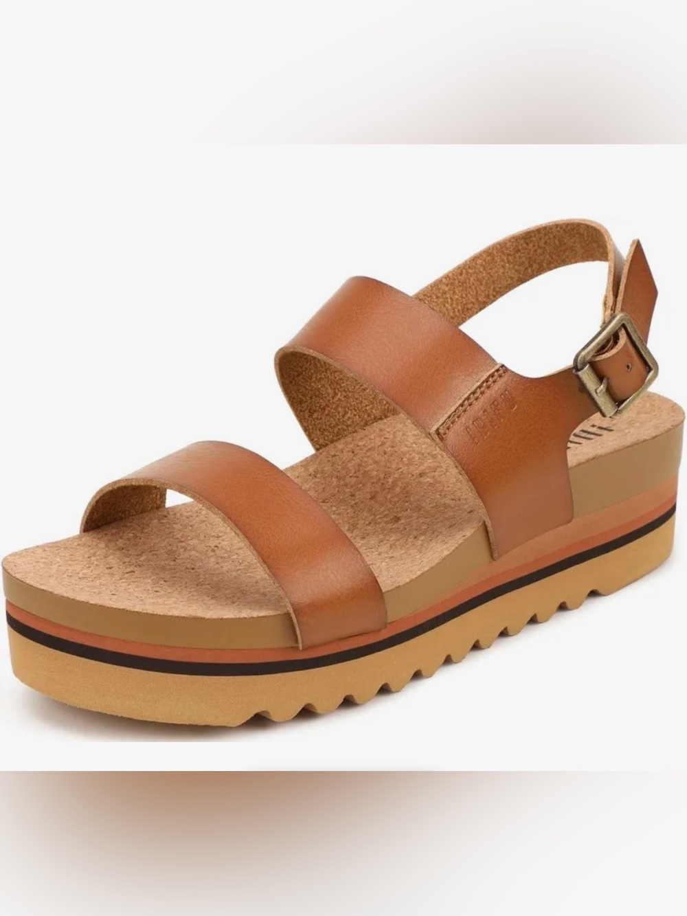 NWT Women's IDIFU natural platform arch support Leather Strap Sandal size 7.5